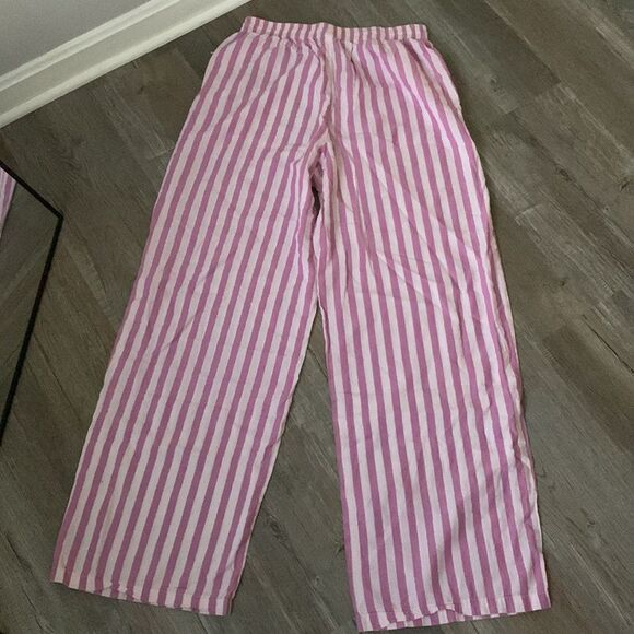 Victorias Secret Striped Sparkly Wide Leg Pajama Pants Pink Purple Size Small - Picture 9 of 10